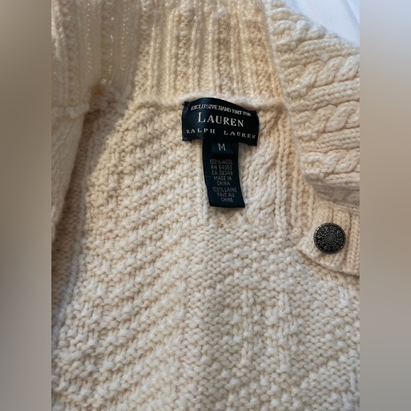 Ralph Lauren Ivory Cable Knit Sweater – Women’s Medium Chunky Cabincore Alpine - Picture 5 of 5